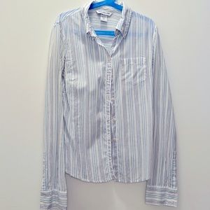 Abercrombie & Fitch XS blue striped cotton button down top